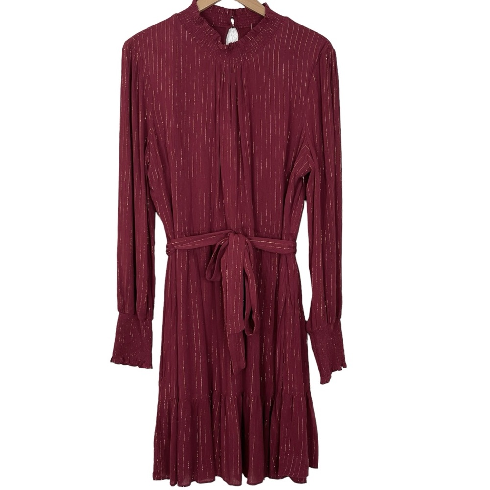 Tommy Hilfiger Metallic Striped Long Sleeve Mini Dress
